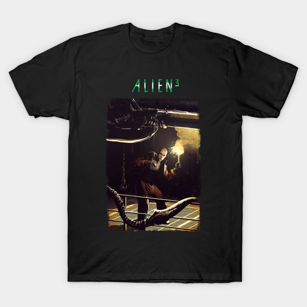 Alien 3. Ripley and the Xenomorph T-Shirt by KAENKODI